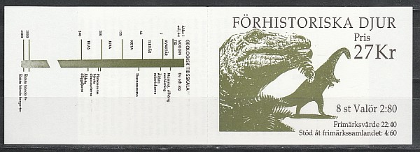 Швеция 1992, Динозавры, буклет)